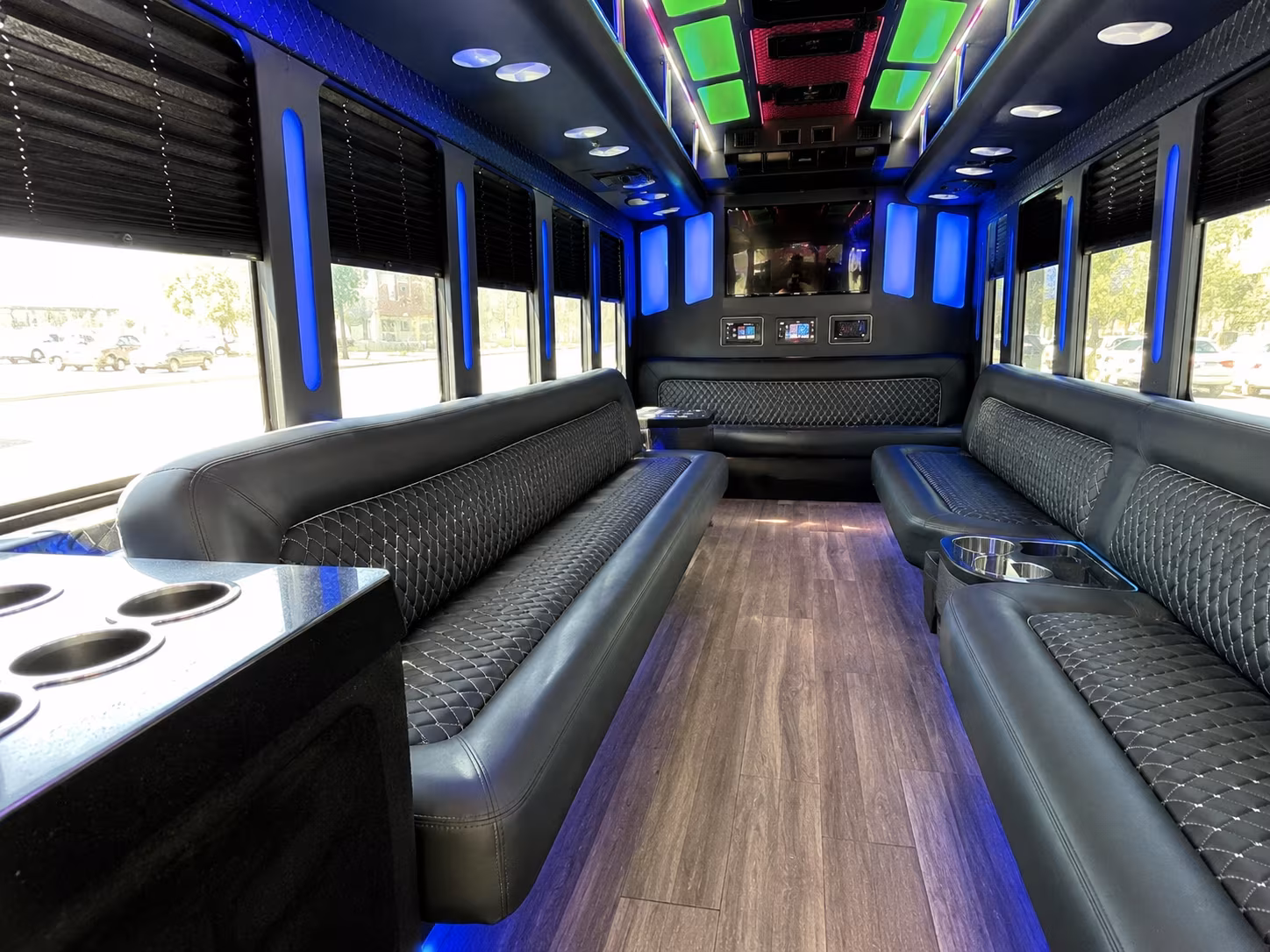el centro 15 passenger party bus inside