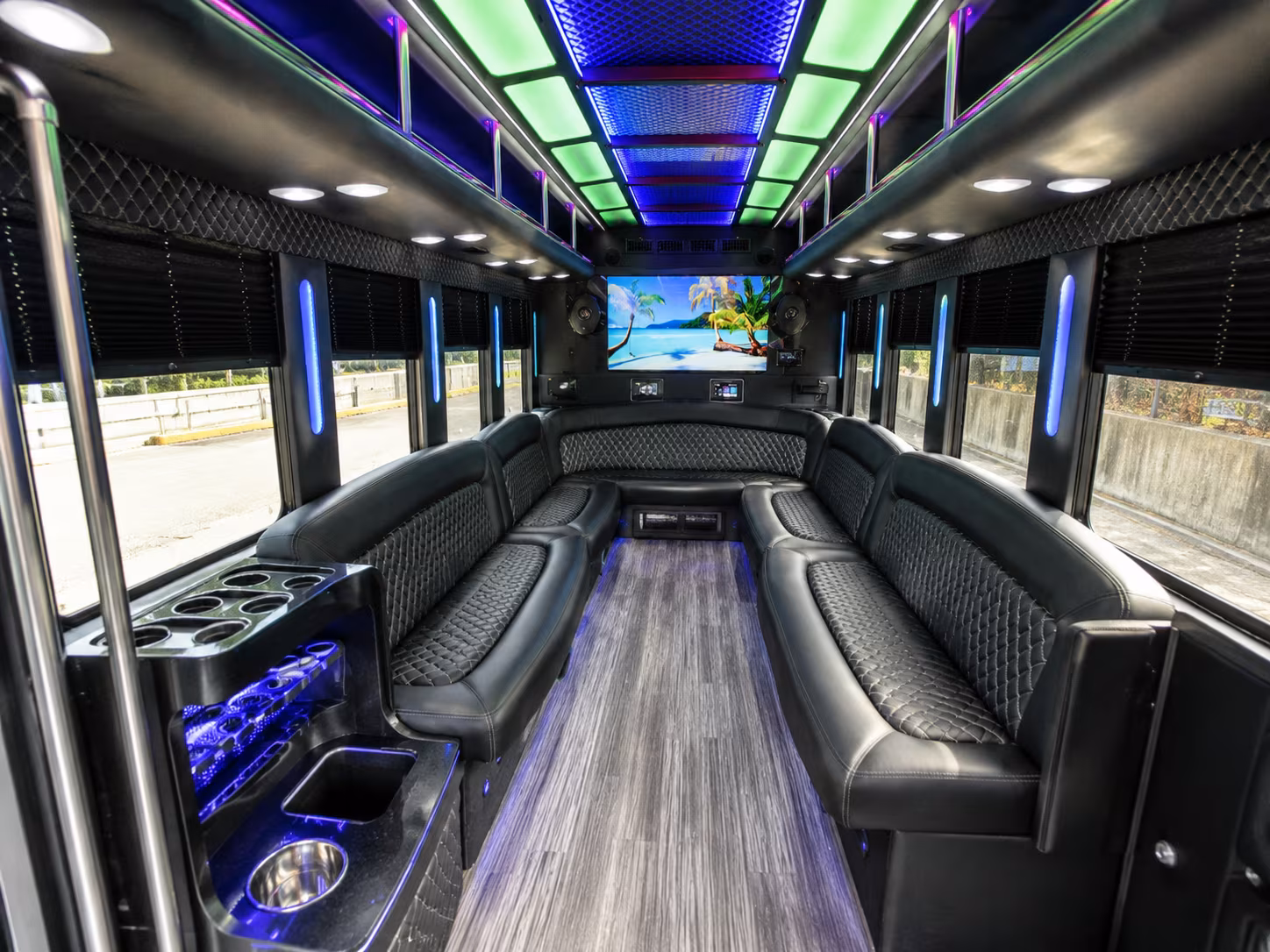 el centro 18 passenger party bus inside