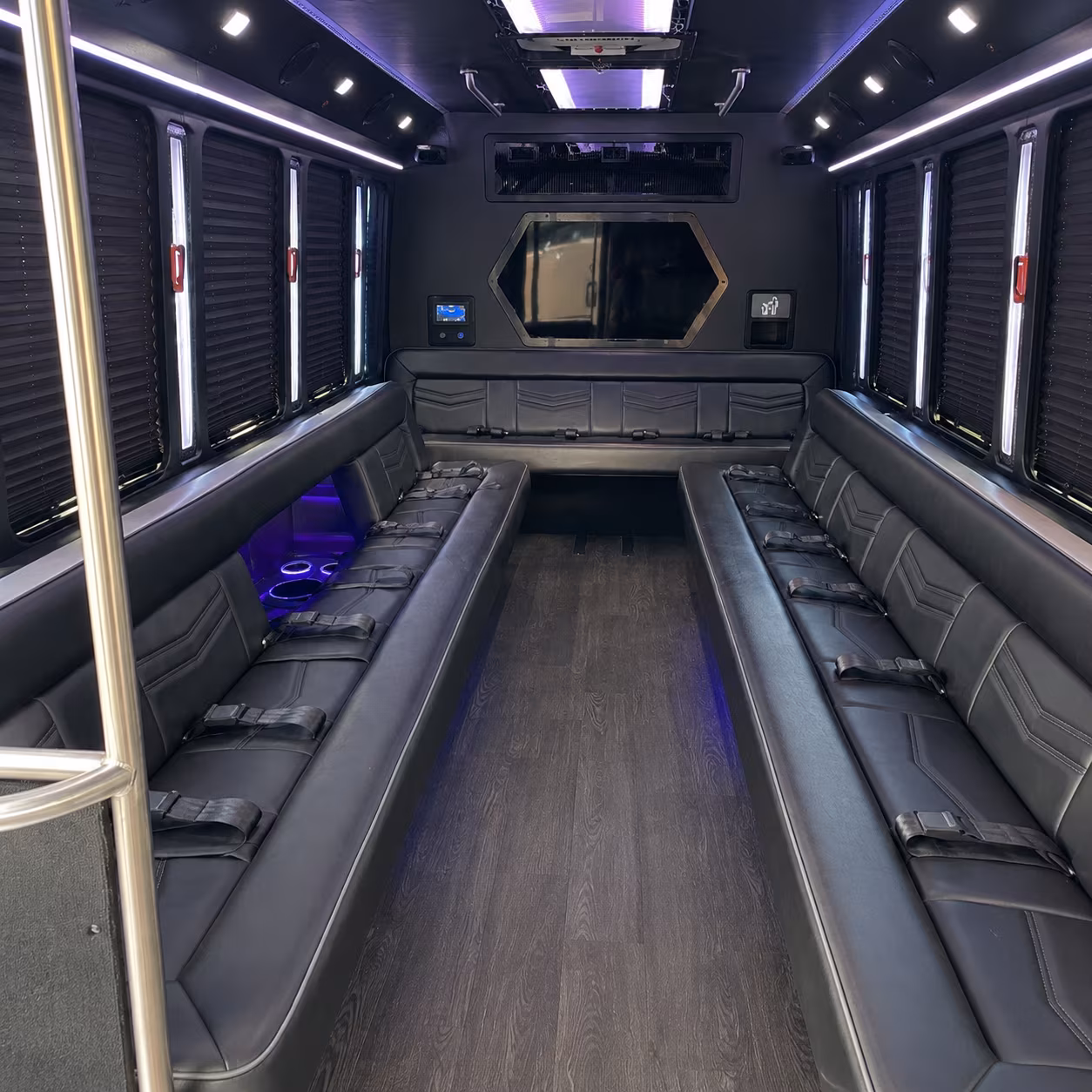 el centro 18 passenger party bus interior