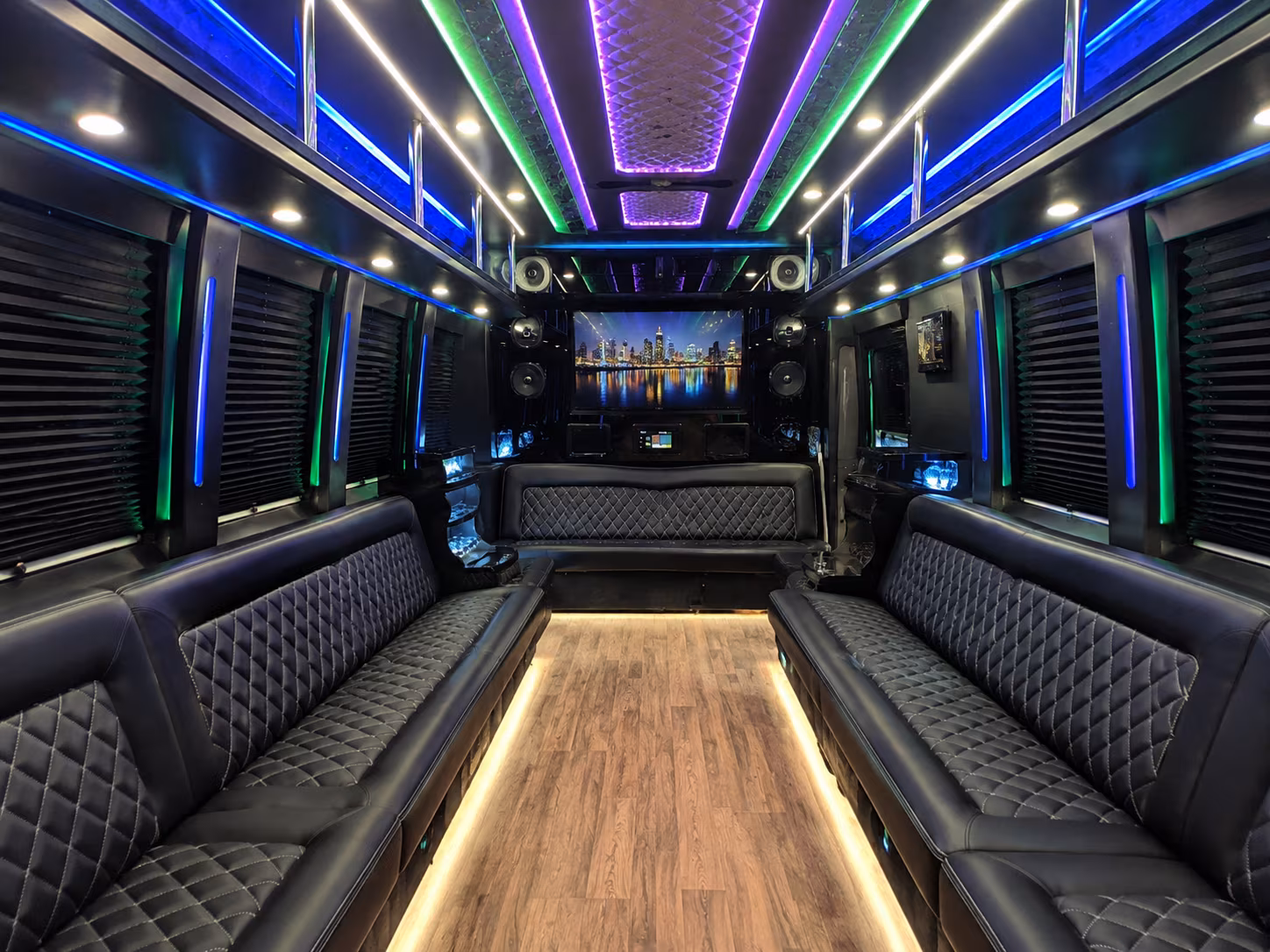 el centro 25 passenger party bus interior