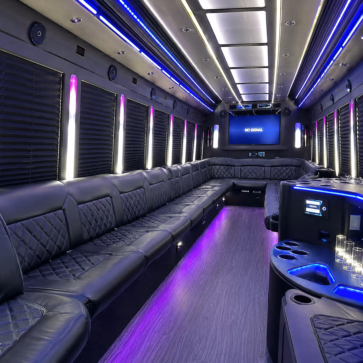 el centro 30 passenger party bus inside