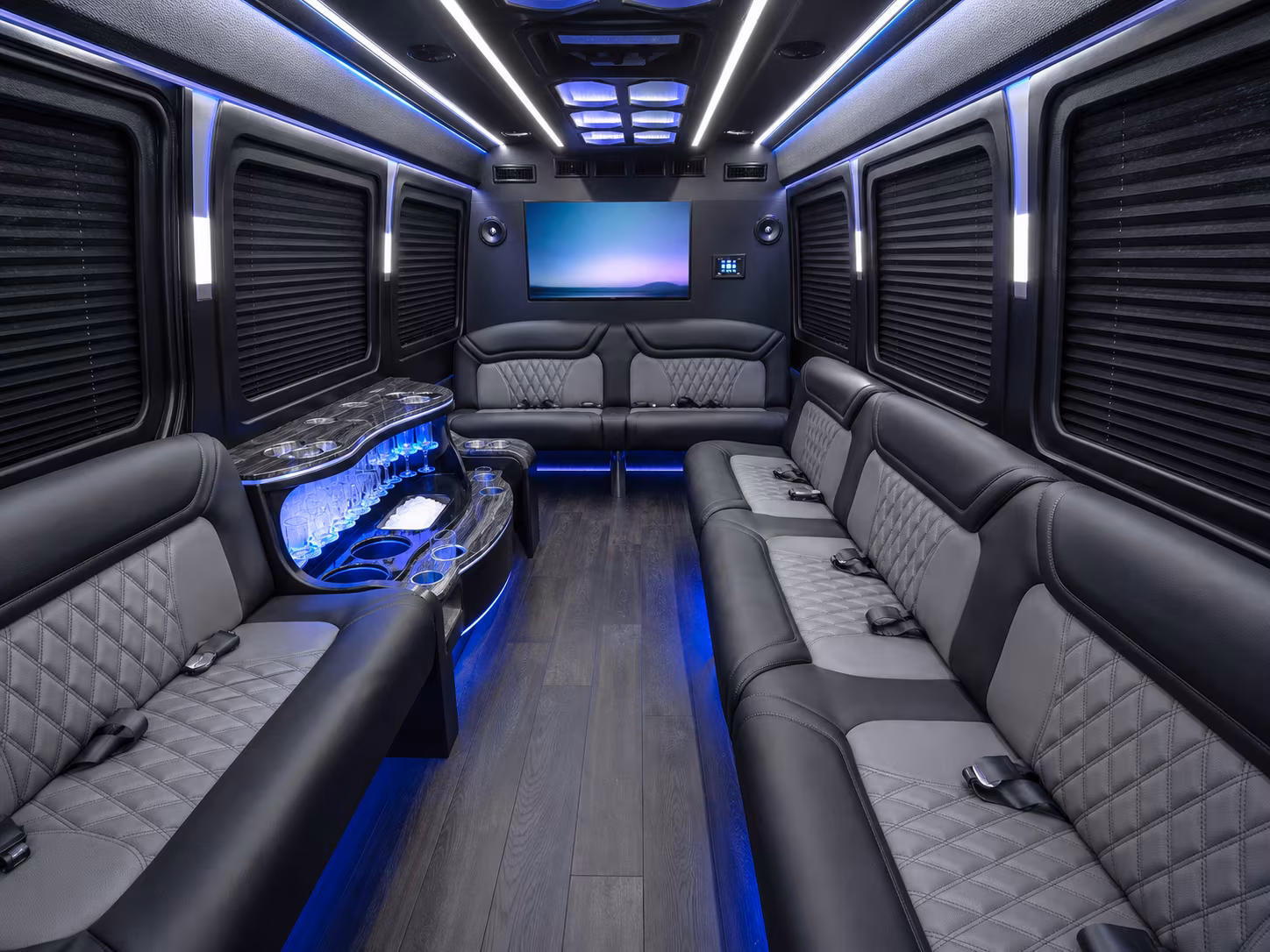 el centro 40 passenger party bus inside